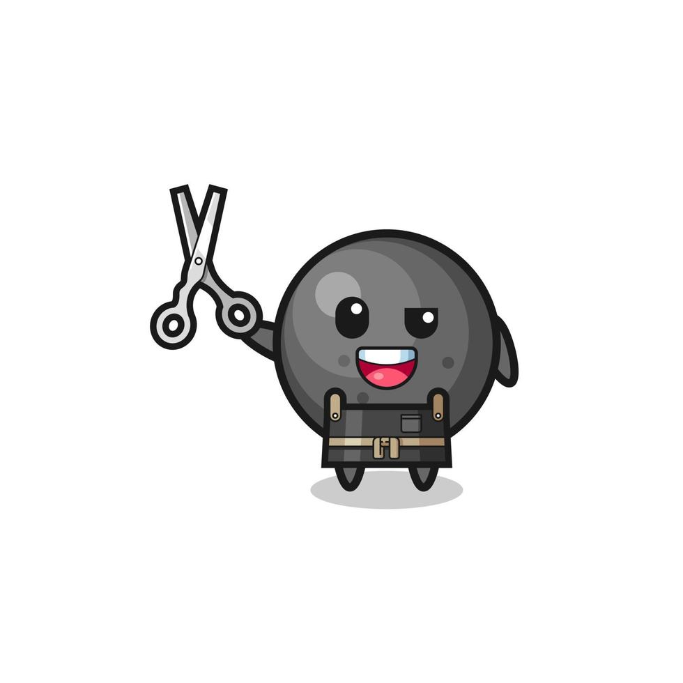 cannon ball character as barbershop mascot vector