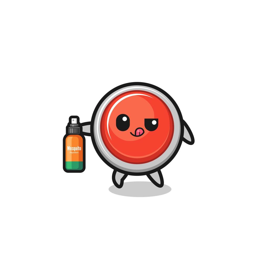 cute emergency panic button holding mosquito repellent vector