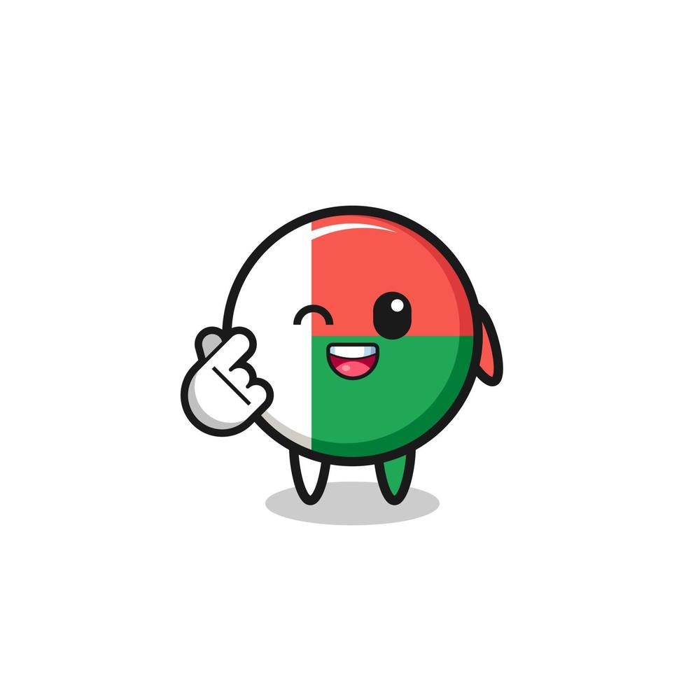 madagascar flag character doing Korean finger heart vector