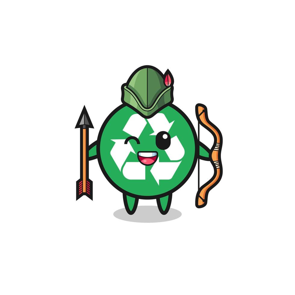 recycling cartoon as medieval archer mascot vector