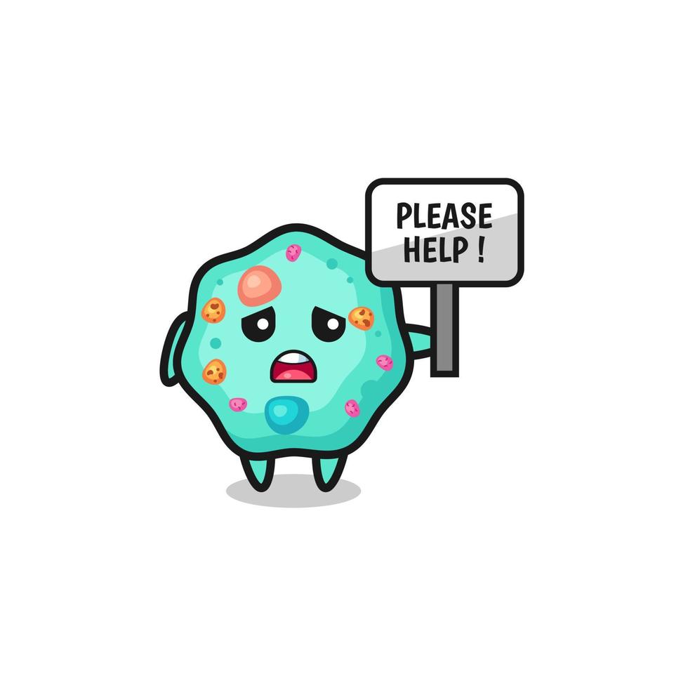 cute amoeba hold the please help banner vector