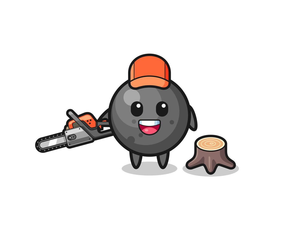 cannon ball lumberjack character holding a chainsaw vector