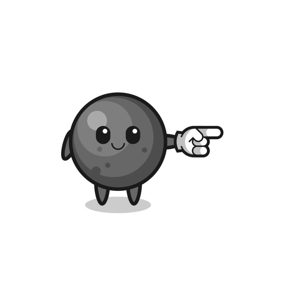 cannon ball mascot with pointing right gesture vector