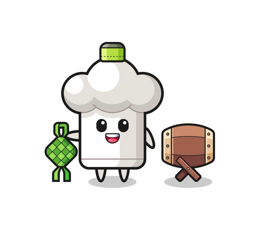 chef hat muslim character are celebrating Eid Al Fitr vector