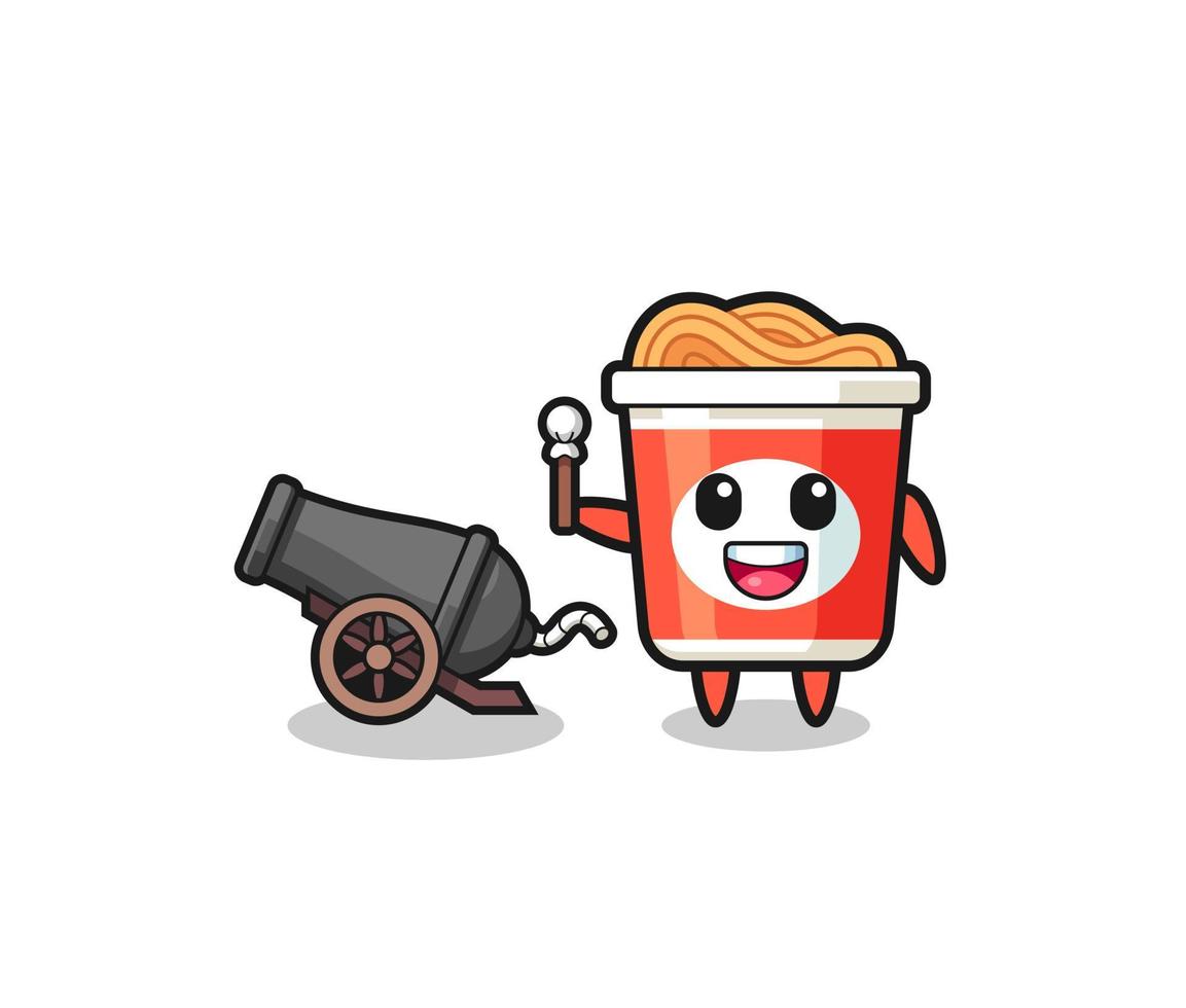 cute instant noodle shoot using cannon vector