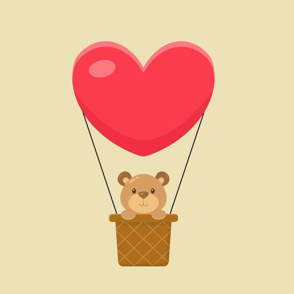 Cute Bear Hot Air Balloon Cartoon vector