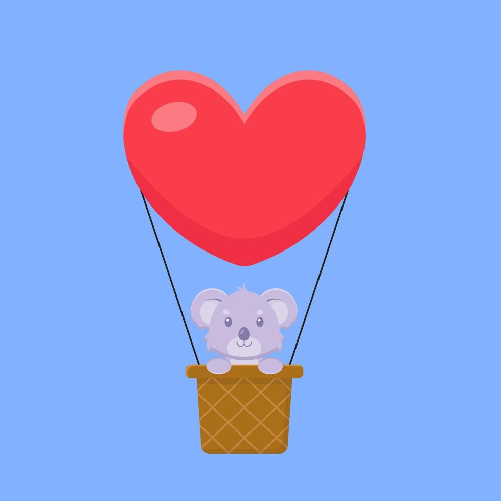 Cute Koala Hot Air Balloon Cartoon vector