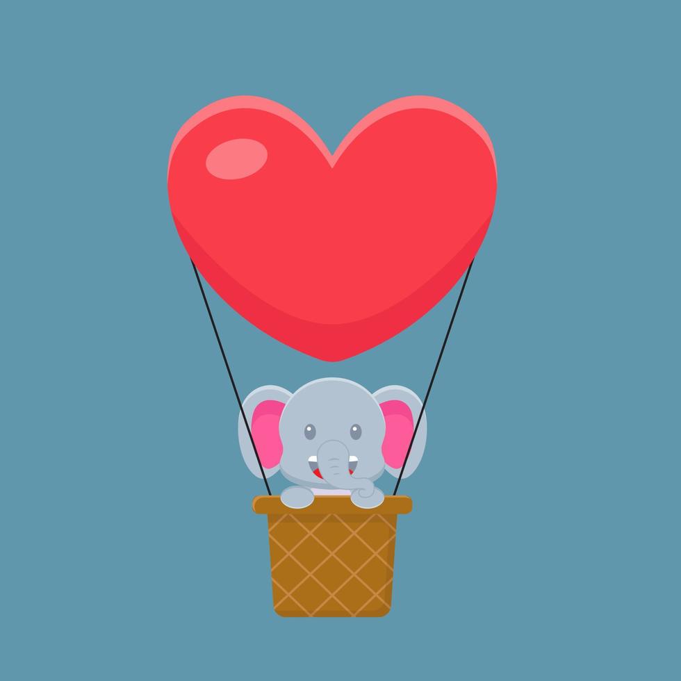 Cute Elephant Hot Air Balloon Cartoon vector