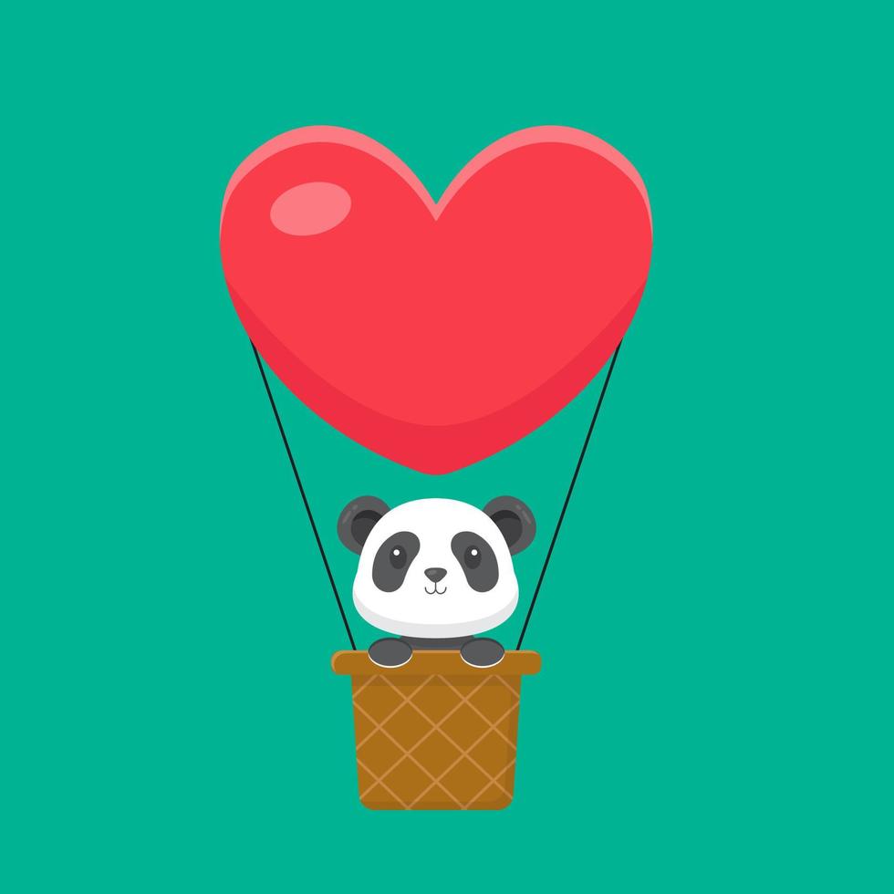 Cute Panda Hot Air Balloon Cartoon vector