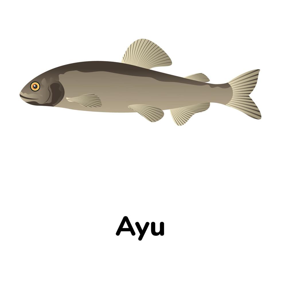 un icono plano de peces de agua dulce vector