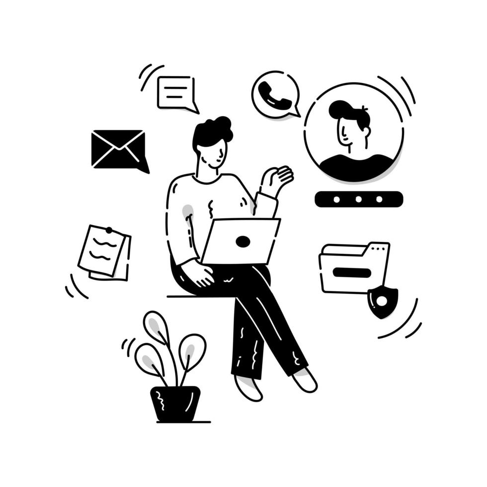 A trendy hand drawn illustration of technology law vector