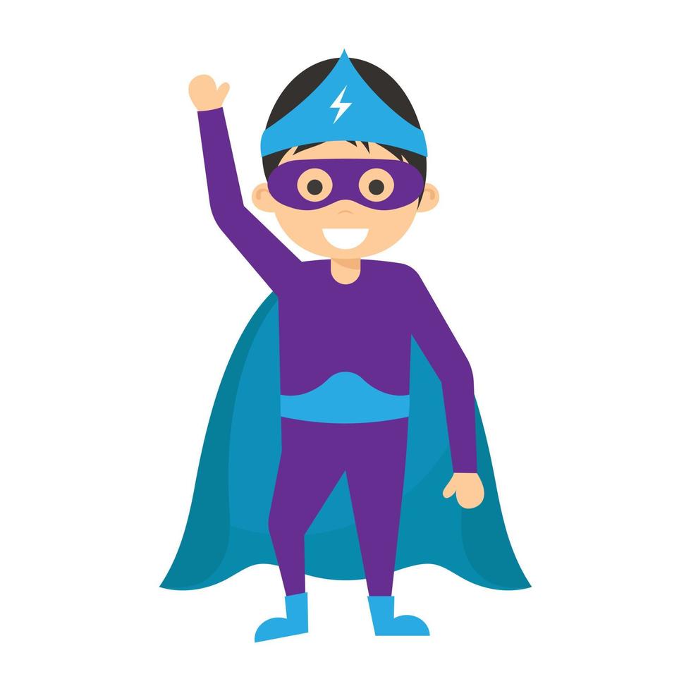 Cute kid superhero cartoon character vector