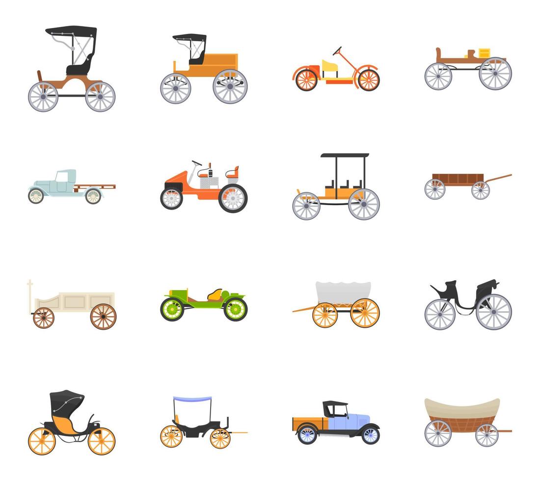 Retro cab or carriage collection vector