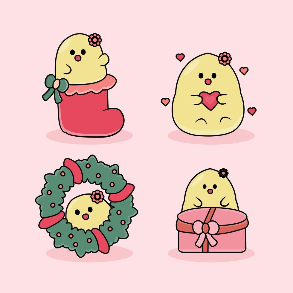 Cute chick cartoon collection vector