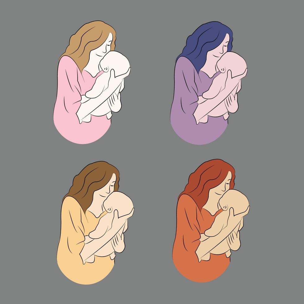 Illustration vector graphic of mother and child good for celebrating mother's day