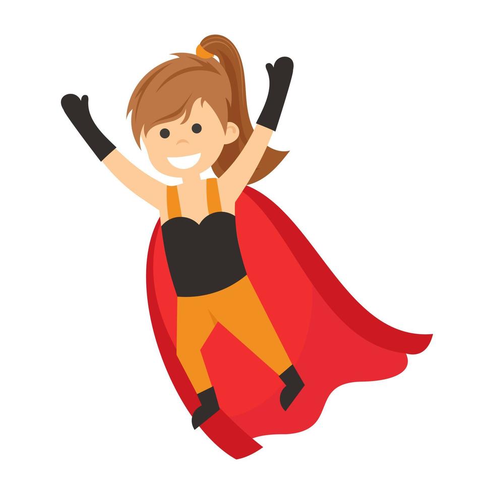 Cute kid superhero cartoon character girl vector