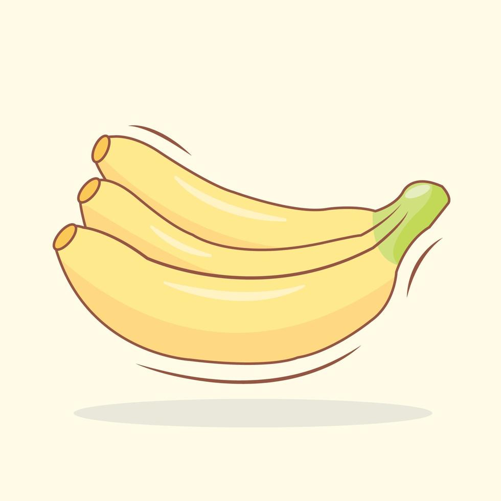 Three of bananas isolated on soft yellow background vector