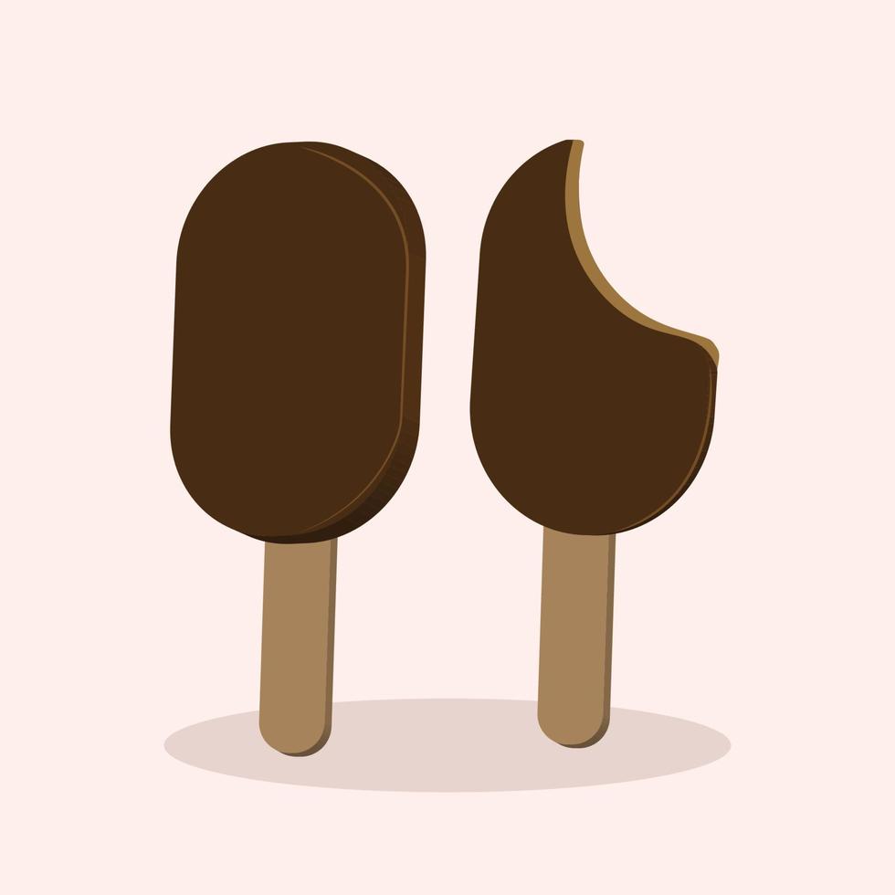 Chocolate ice cream isolated on cream background. 3D illustration vector