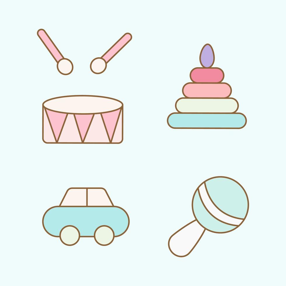 Baby equipment icon bundles isolated on soft background. vector