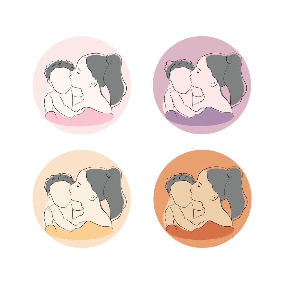 Illustration vector graphic of mother and child good for celebrating mother's day