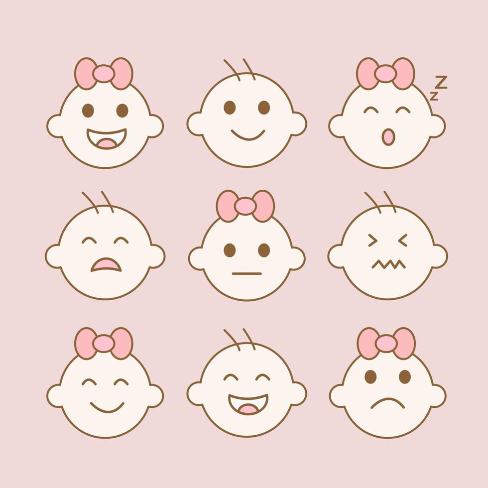 Baby boy and girl icon bundles isolated on soft background. Vector illustration