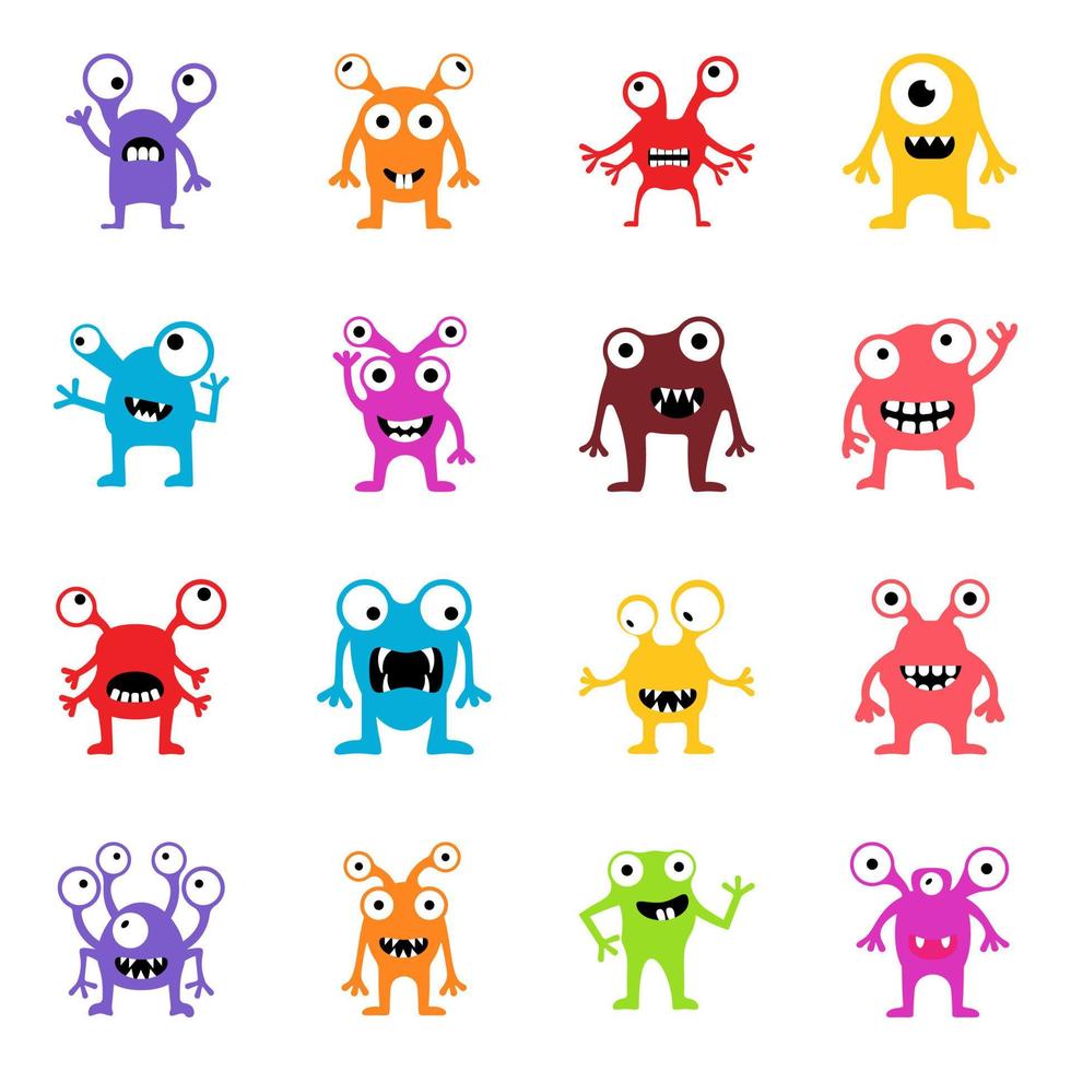 divertidos monstruos de dibujos animados vector