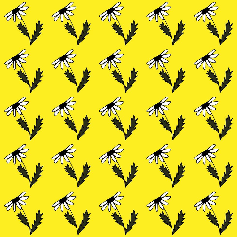 seamless vector doodle pattern wild flower chamomile