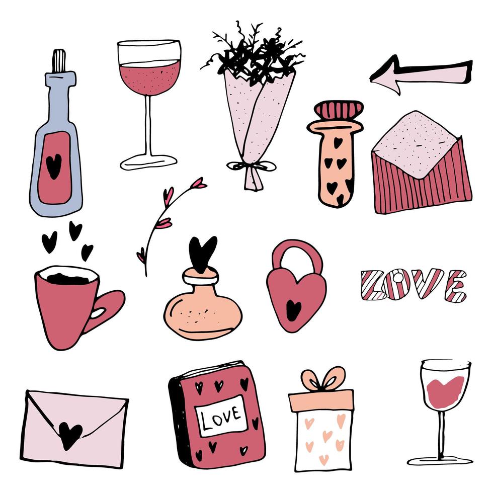 Love doodles, hand drawn illustrations. vector