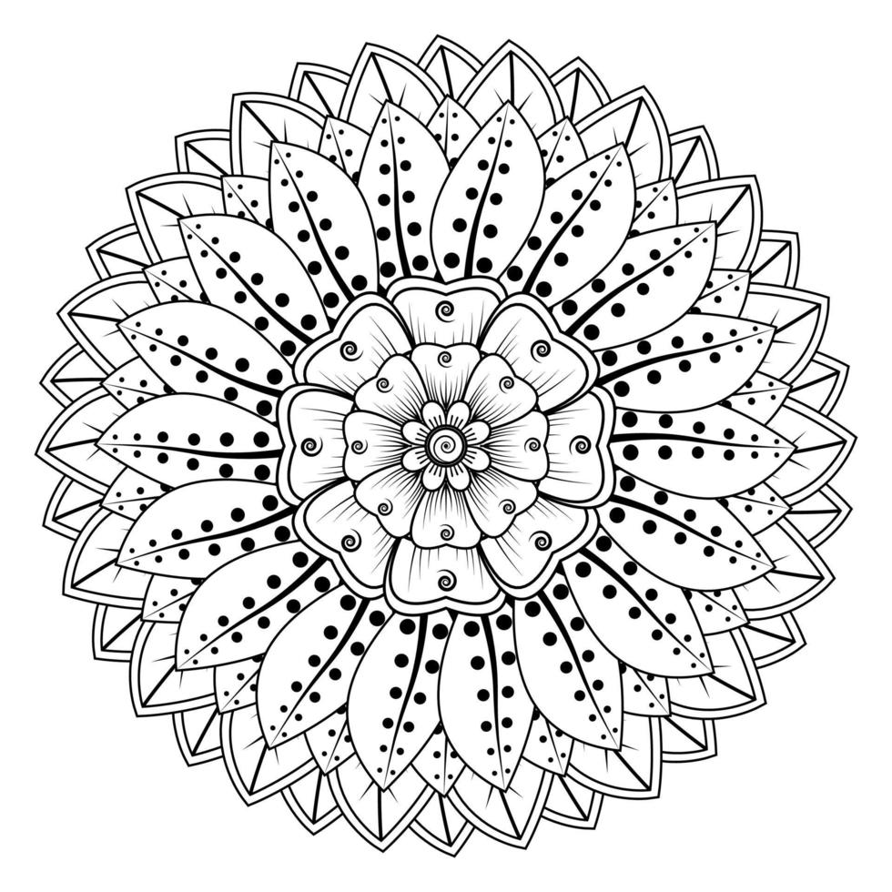 Circular pattern in form of mandala for Henna, Mehndi, tattoo, decoration. Decorative ornament in ethnic oriental style. Coloring book page. vector