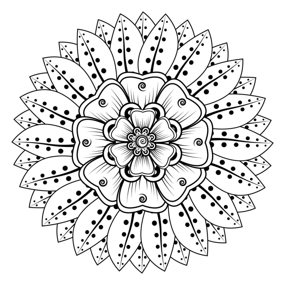 patrón circular en forma de mandala para henna, mehndi, tatuaje, decoración. adorno decorativo en estilo étnico oriental. página de libro para colorear. vector