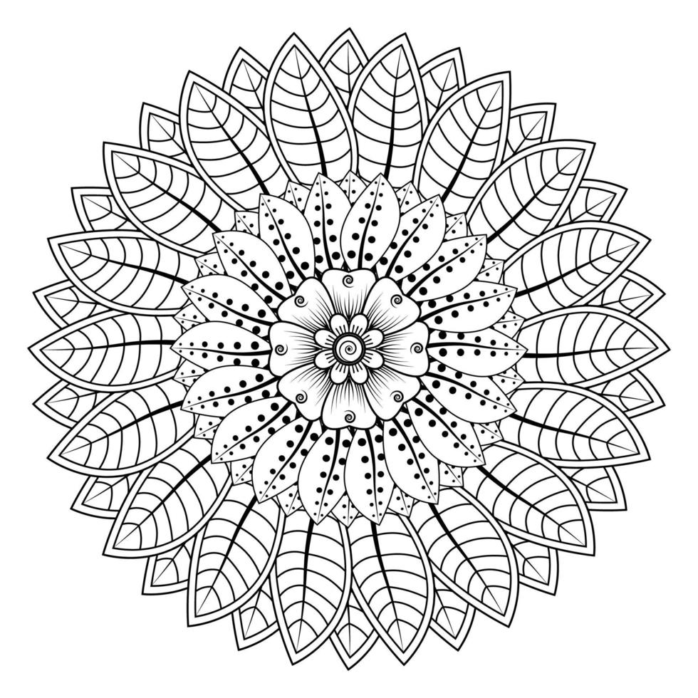 patrón circular en forma de mandala para henna, mehndi, tatuaje, decoración. adorno decorativo en estilo étnico oriental. página de libro para colorear. vector