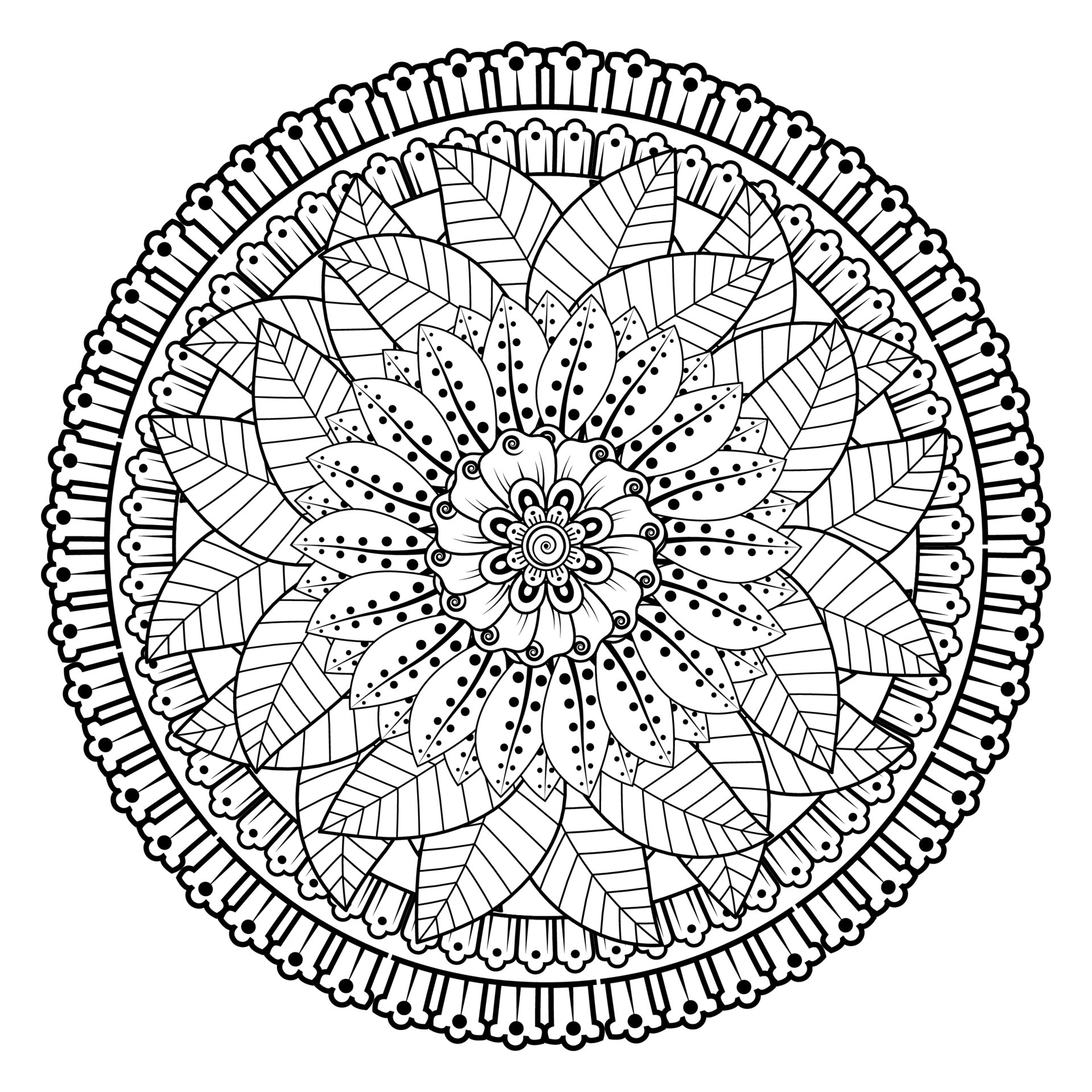 Circular pattern in form of mandala for Henna, Mehndi, tattoo ...