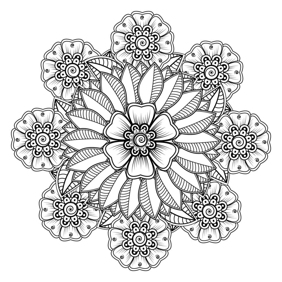 Circular pattern in form of mandala for Henna, Mehndi, tattoo, decoration. Decorative ornament in ethnic oriental style. Coloring book page. vector