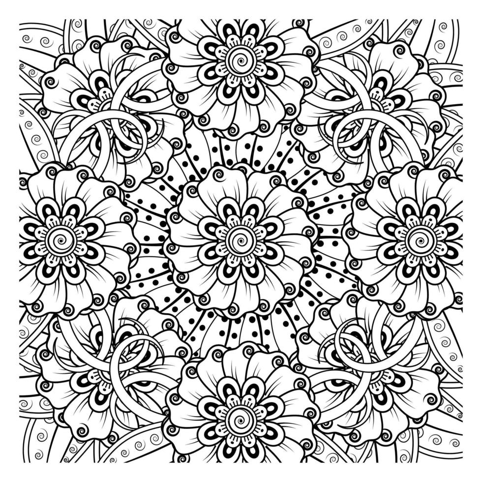 patrón circular en forma de mandala para henna, mehndi, tatuaje, decoración. adorno decorativo en estilo étnico oriental. página de libro para colorear. vector