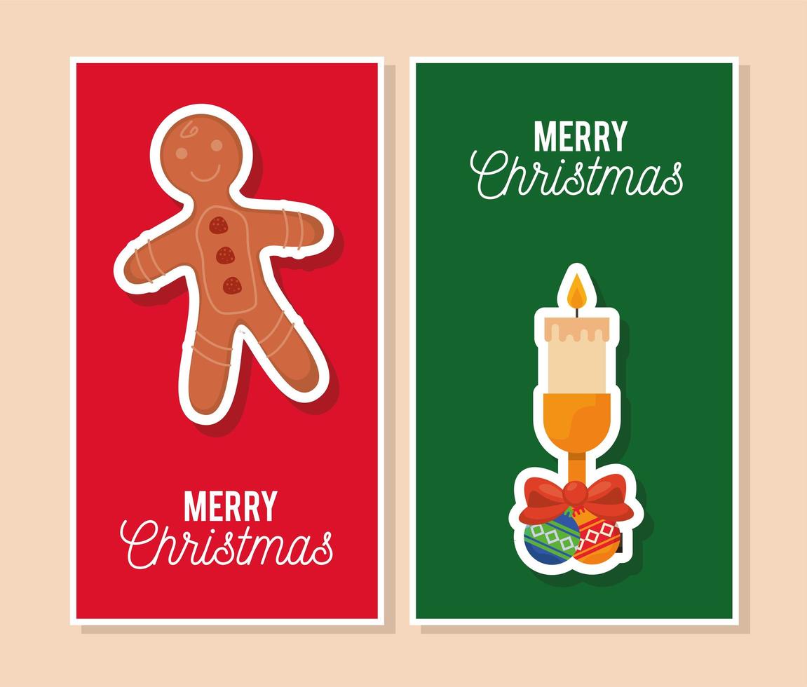 merry christmas two cards vector