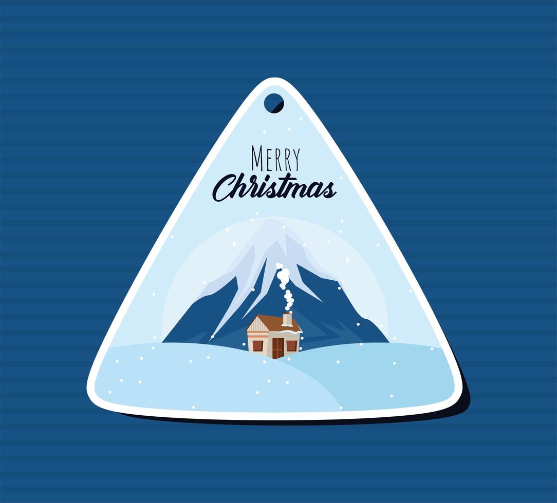 merry christmas triangular tag vector