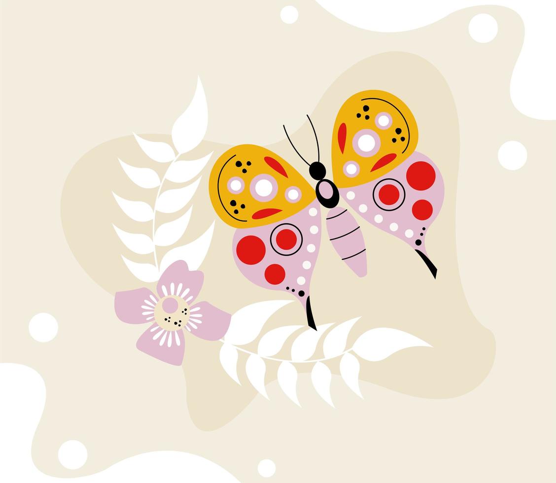 mariposa rosa y amarilla vector