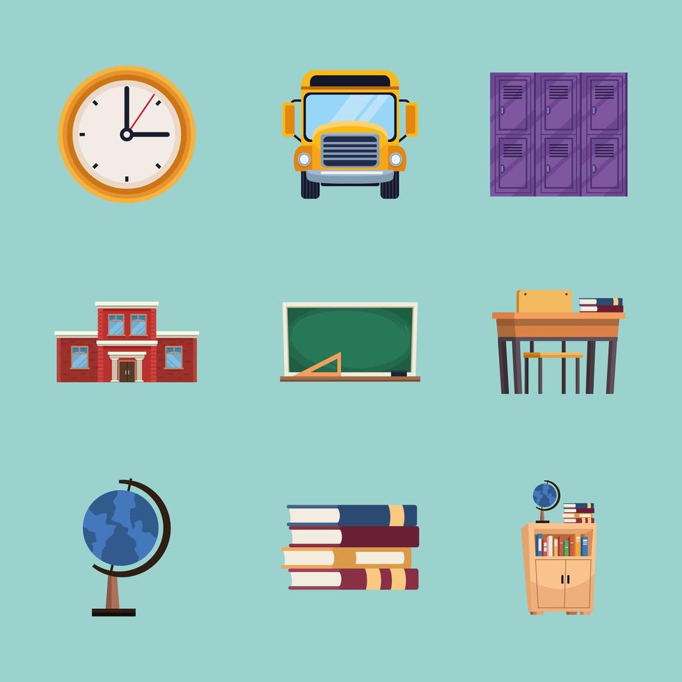 nine back to school icons vector