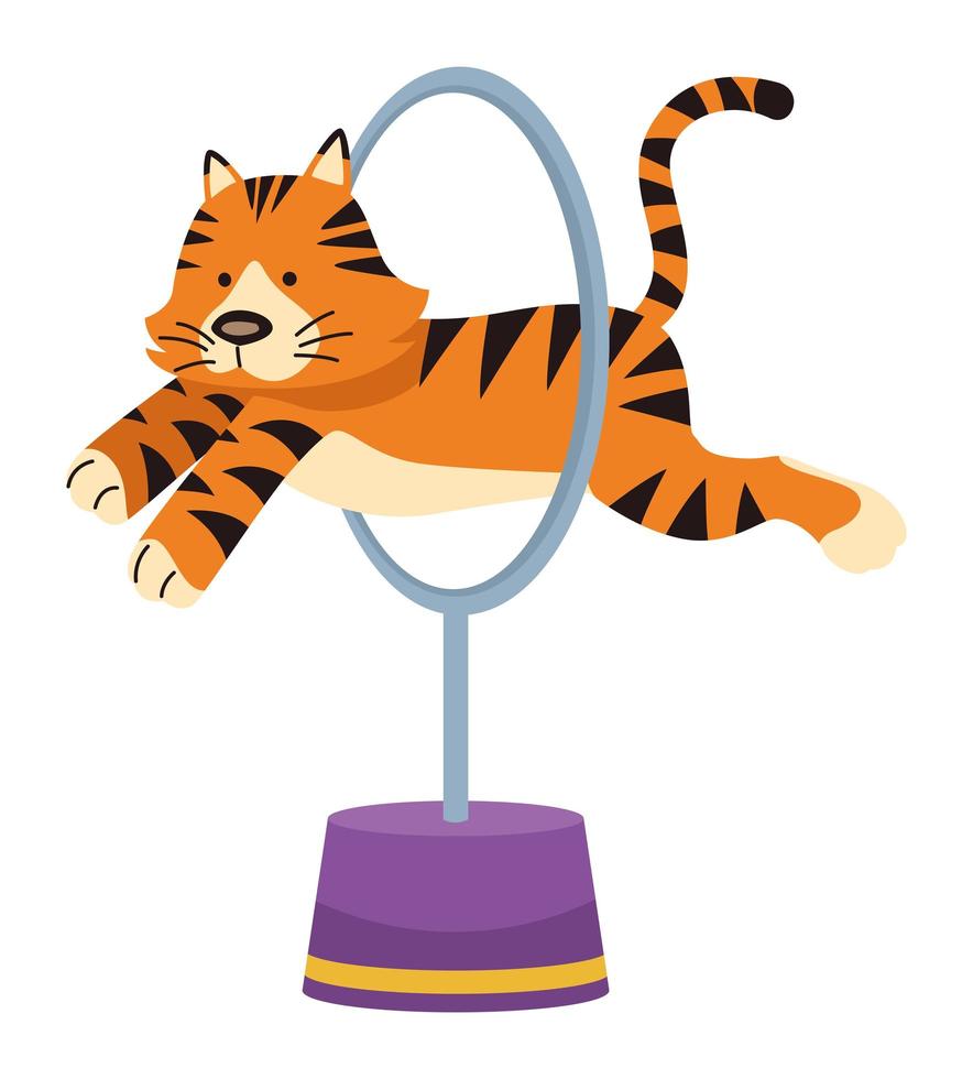 circus tiger jumping vector