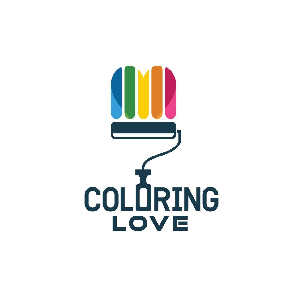 coloreando el logo del amor, ilustración vectorial del amor y la vida feliz, color feliz para tu negocio alegre. vector