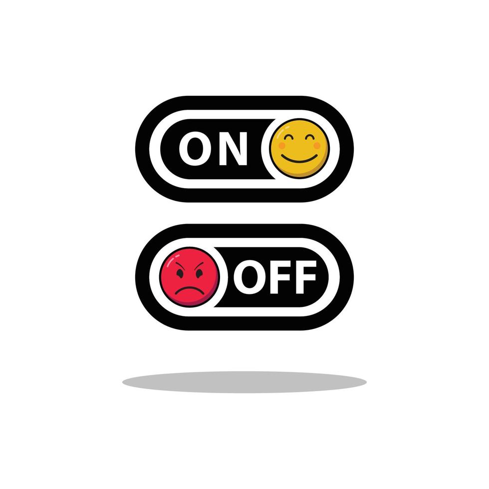 Emoticons, Emoji Icons On Off Vector Illustration.