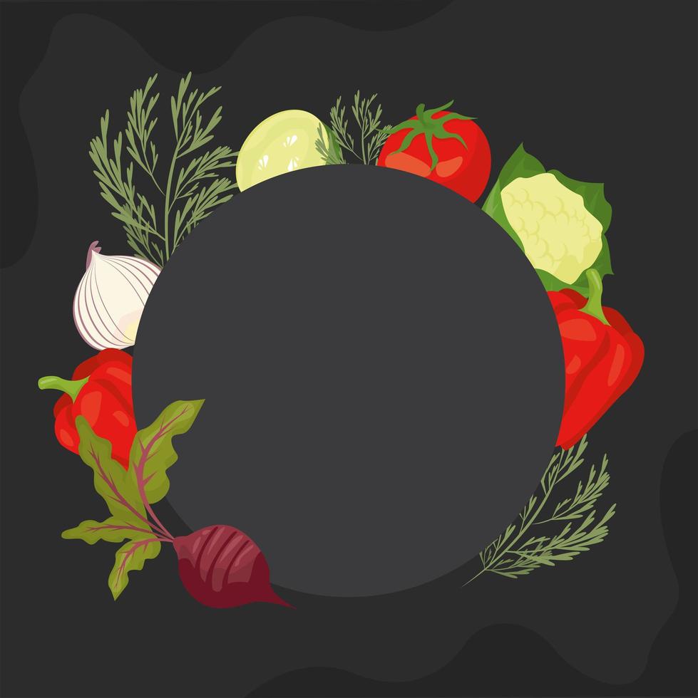 fresh vegetable around circle vector