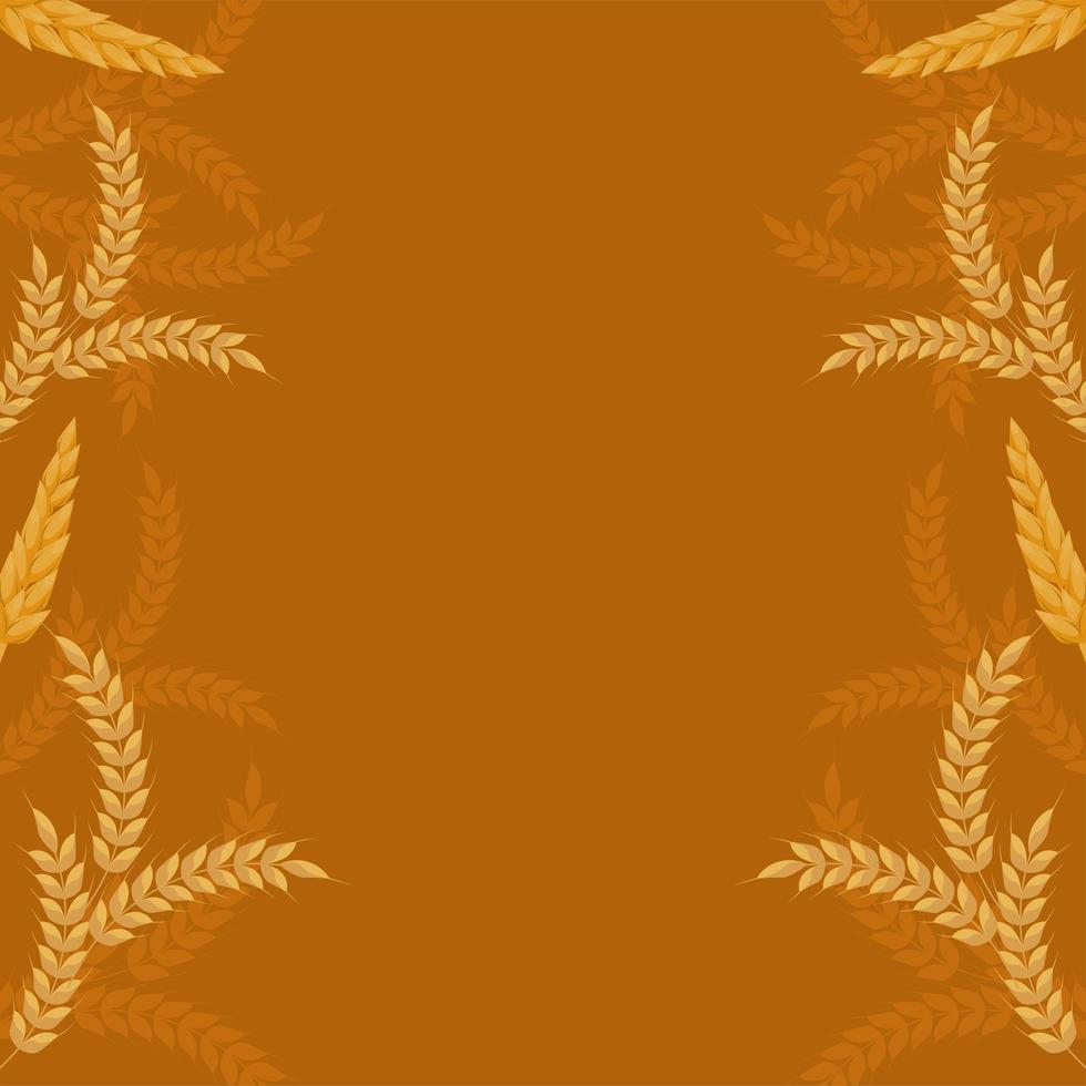 wheat spikes border frame vector