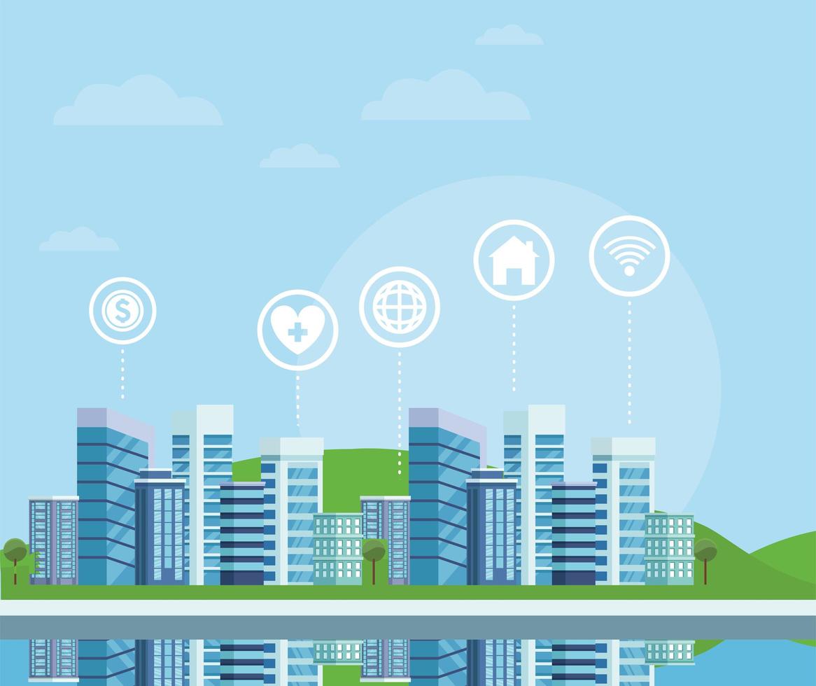 smartcity and apps icons vector