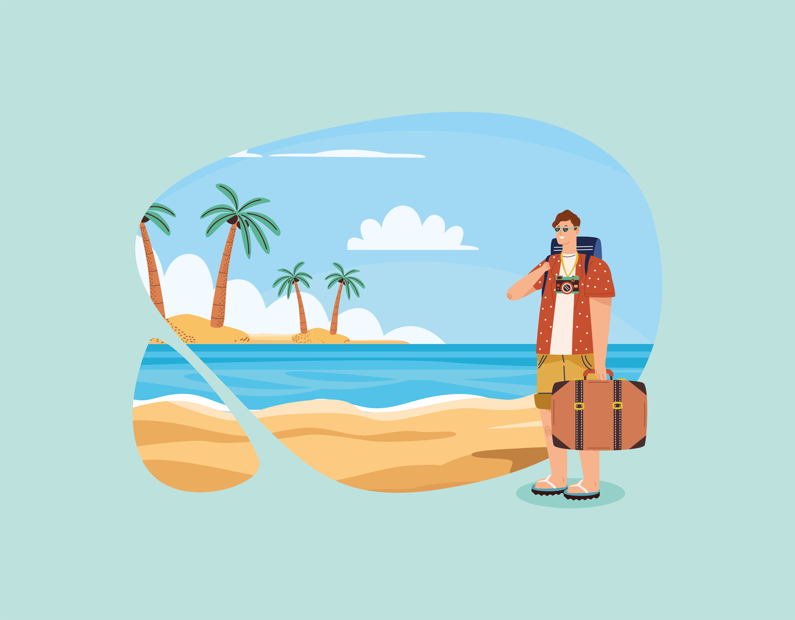 male traveler on the beach 5406824 Vector Art at Vecteezy male traveler on the beach 5406824 Vector Art at Vecteezy