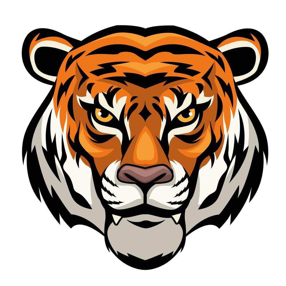 Bengal tiger front head vector