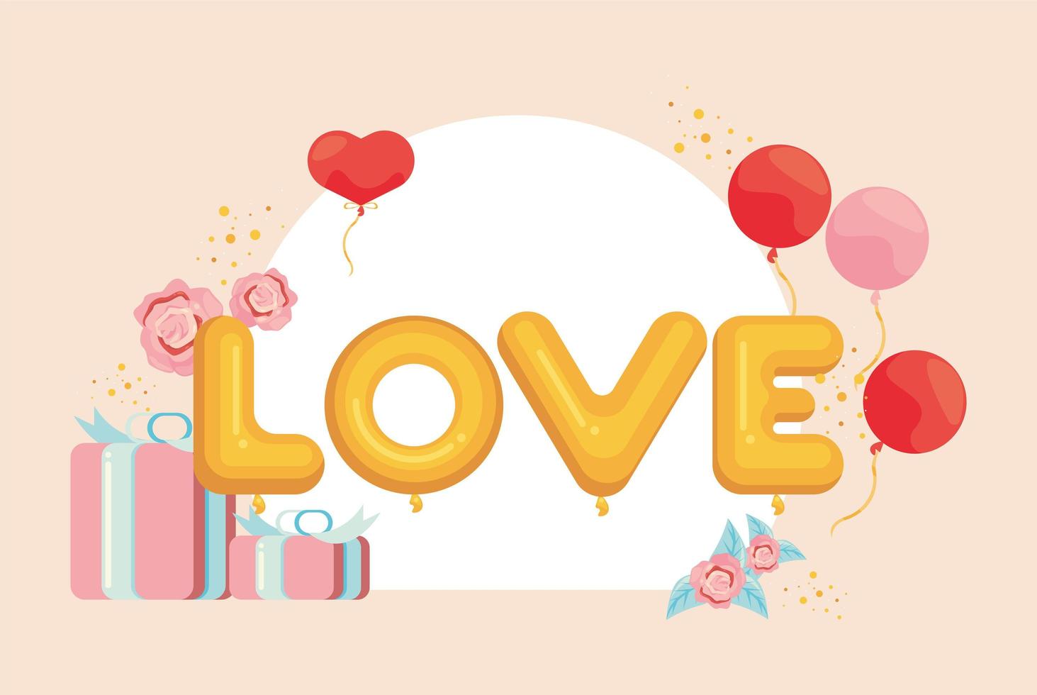 love word with gifts vector