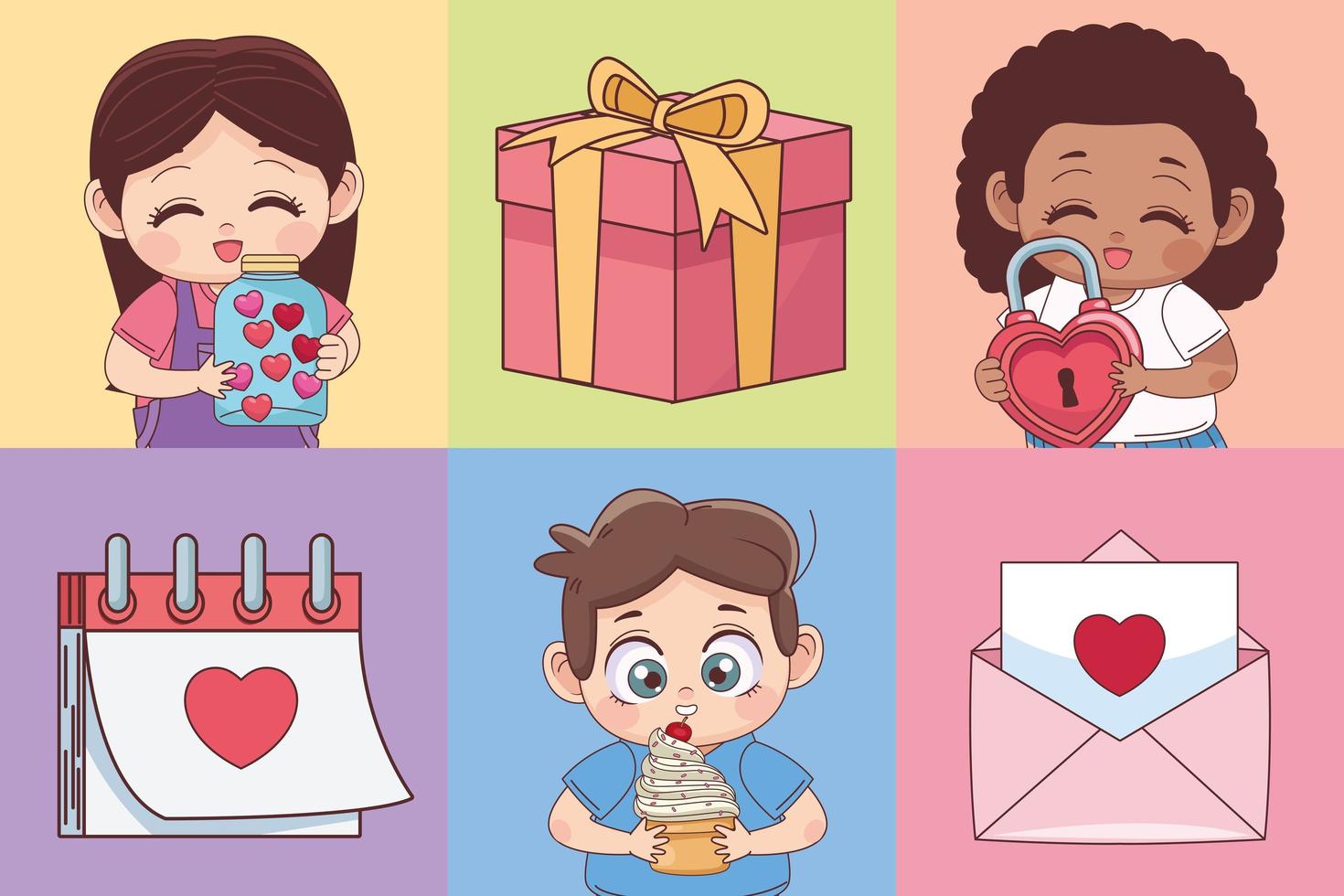 little lovers and icons vector