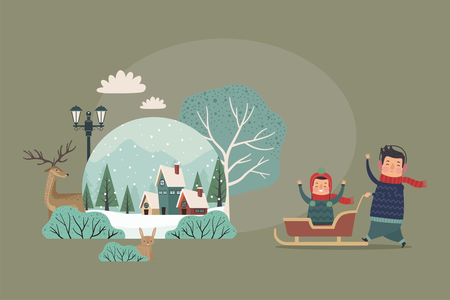 temporada de paisaje nevado de invierno vector