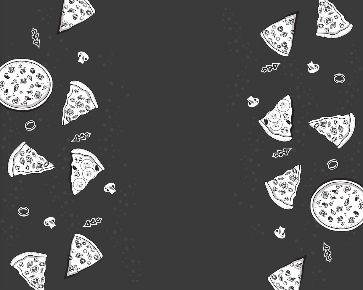 italian pizzas border vector